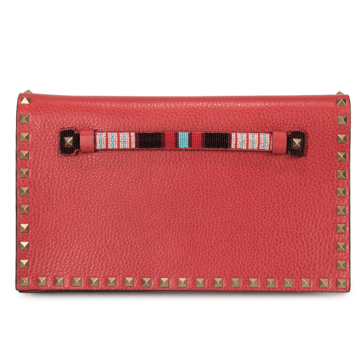 Picture of Valentino VAL-CLCH-KW0B0399SAO-0R0-RED Rockstud Clutch Purse, Red