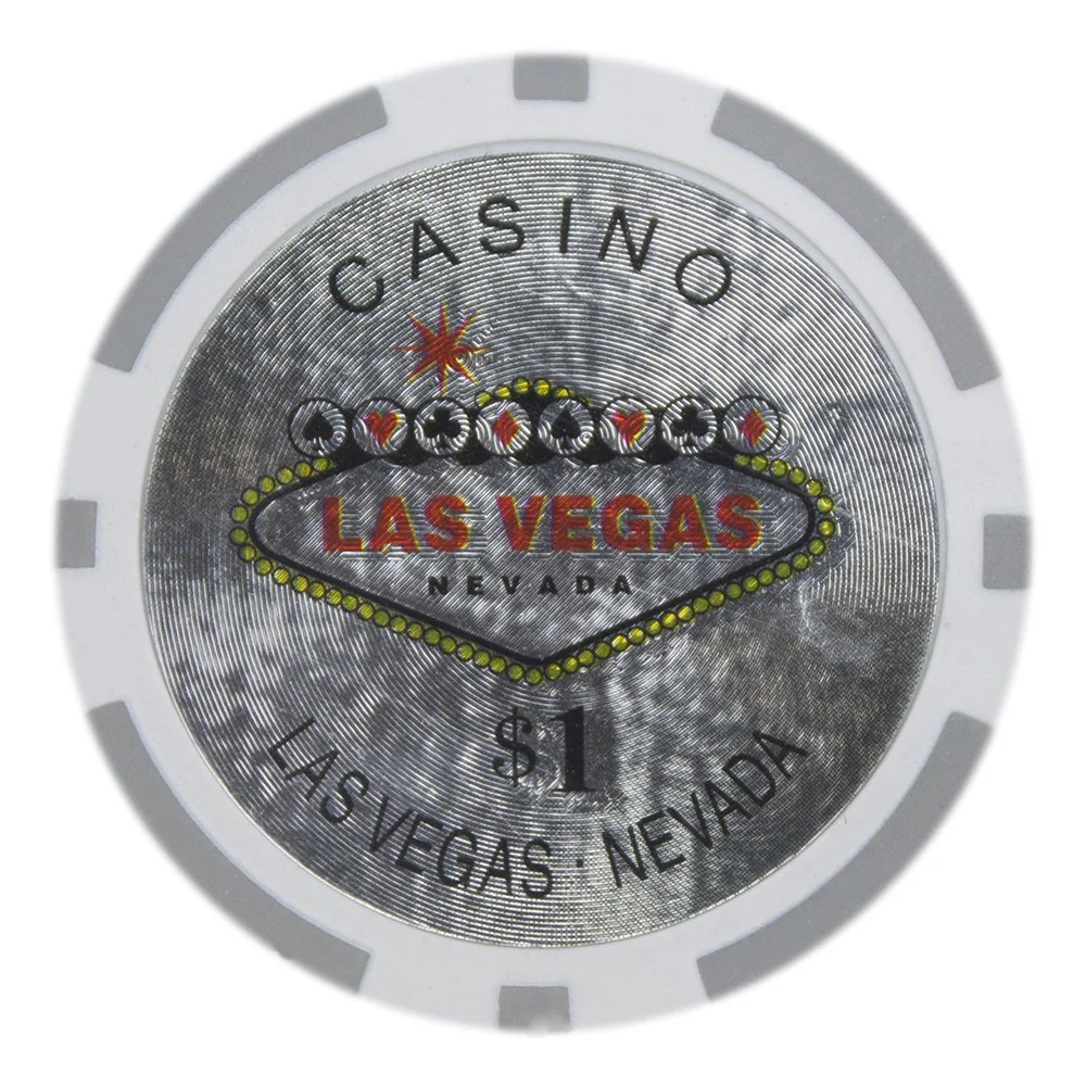 Picture of Brybelly CPLV-1 14 g Las Vegas Poker Chips - Clay Composite - 1 Dollar - Pack of 25