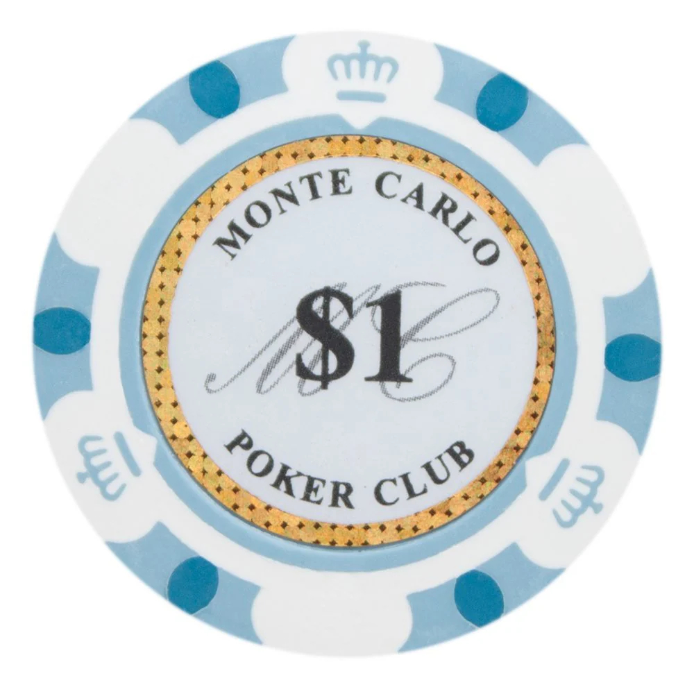 Picture of Brybelly CPMC-1 14 g Monte Carlo Poker Chips - Clay Composite - 1 Dollar - Pack of 25