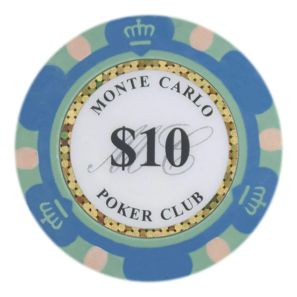 Picture of Brybelly CPMC-10 14 g Monte Carlo Poker Chips - Clay Composite - 10 Dollar