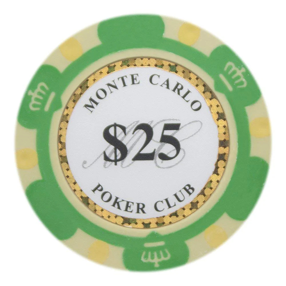Picture of Brybelly CPMC-25 14 g Monte Carlo Poker Chips - Clay Composite - 25 Dollar