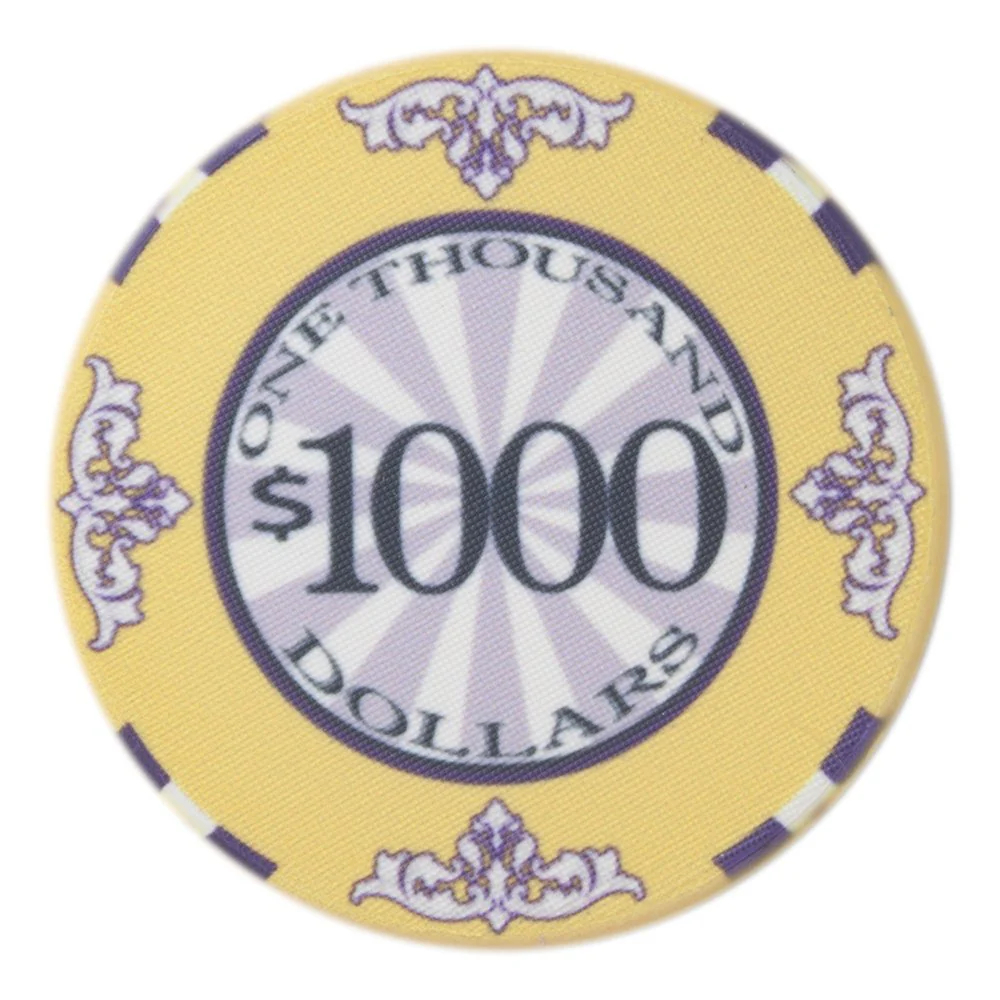 Picture of Brybelly CPSC-1000 10 g Scroll Ceramic Poker Chips - All Over Print - 1000 Dollar