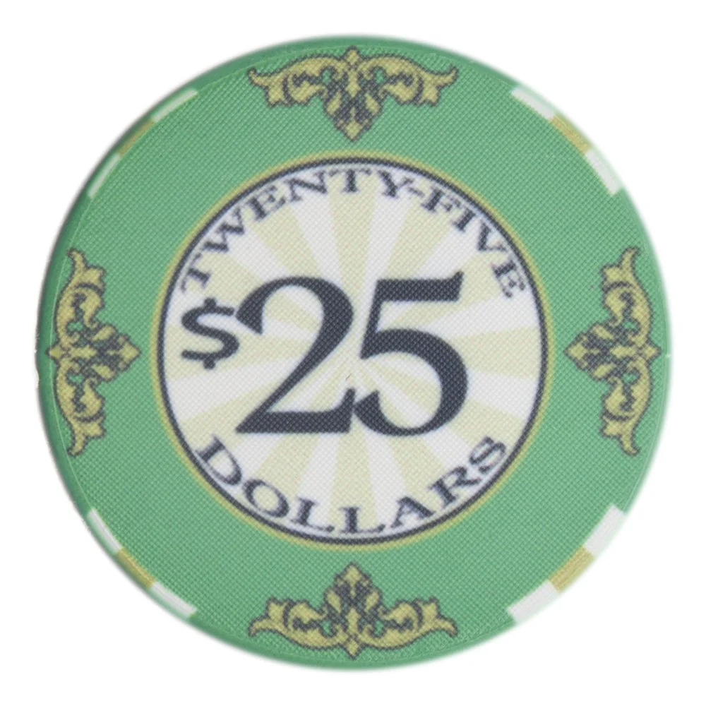 Picture of Brybelly CPSC-25 10 g Scroll Ceramic Poker Chips - All Over Print - 25 Dollar
