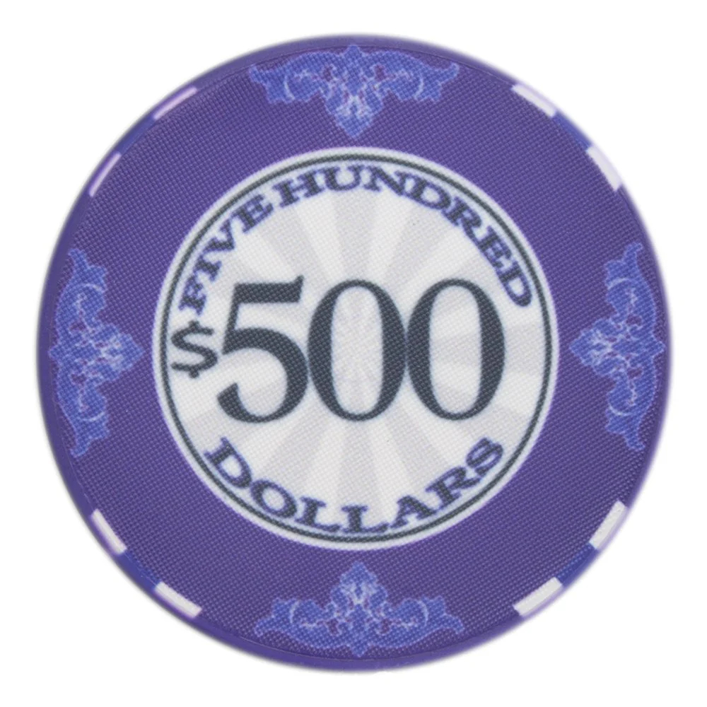 Picture of Brybelly CPSC-500 10 g Scroll Ceramic Poker Chips - All Over Print - 500 Dollar