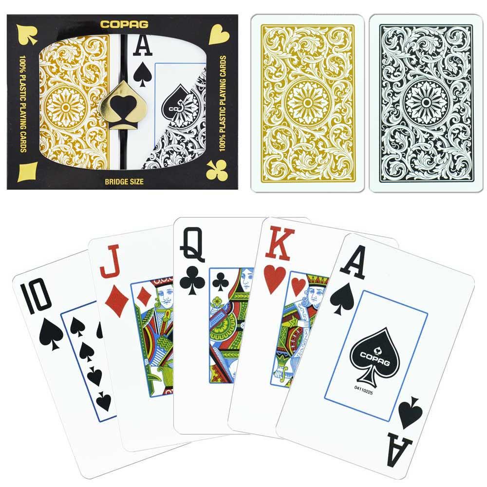 GCOP-401 1546 Plastic Playing Cards - Bridge Size - Jumbo Index - Black & Gold