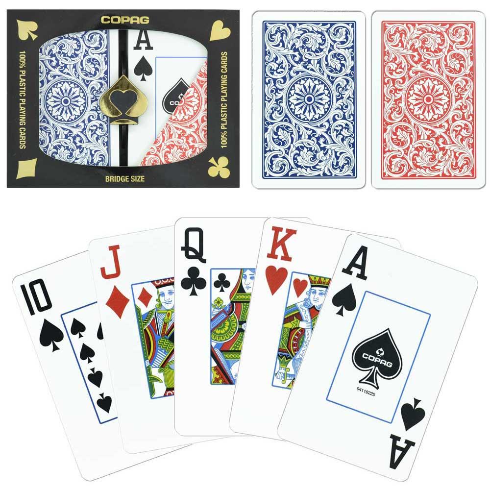 GCOP-402 1546 Plastic Playing Cards - Bridge Size - Jumbo Index - Red & Blue