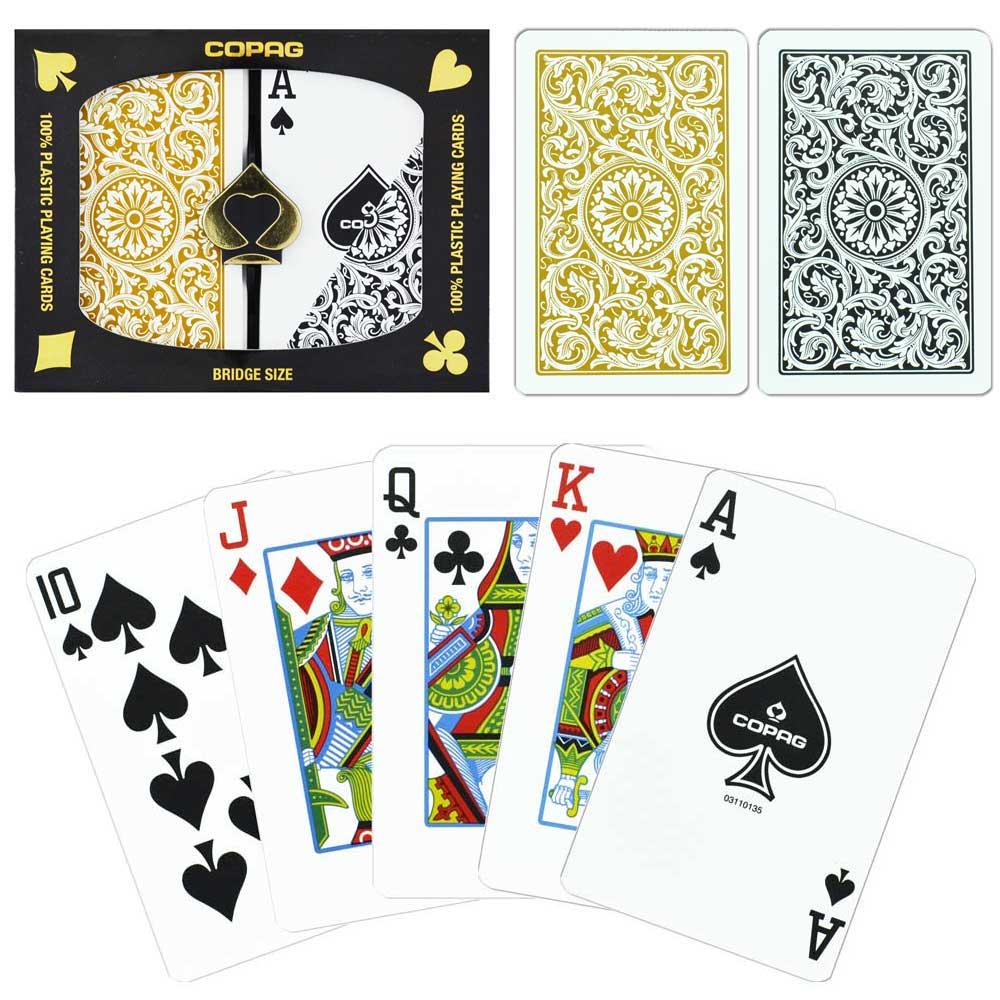 GCOP-501 1546 Plastic Playing Cards - Bridge Size - Regular Index - Black & Gold