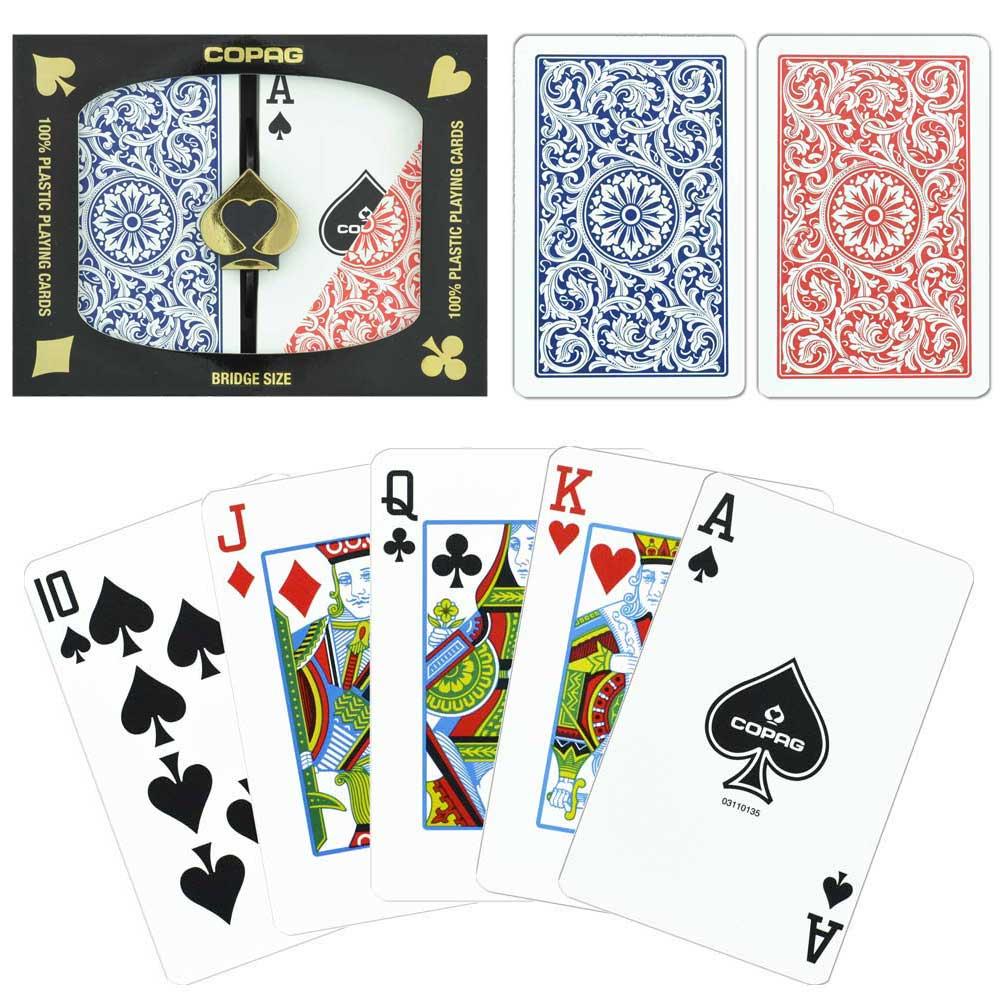 GCOP-502 1546 Plastic Playing Cards - Bridge Size - Regular Index - Red & Blue