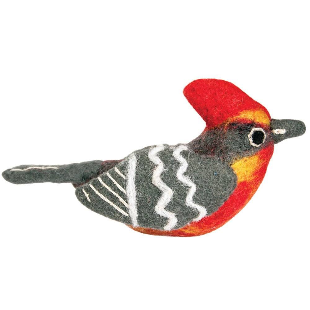 Vermillion Flycatcher Wild Woolies Felt Bird Garden Ornament