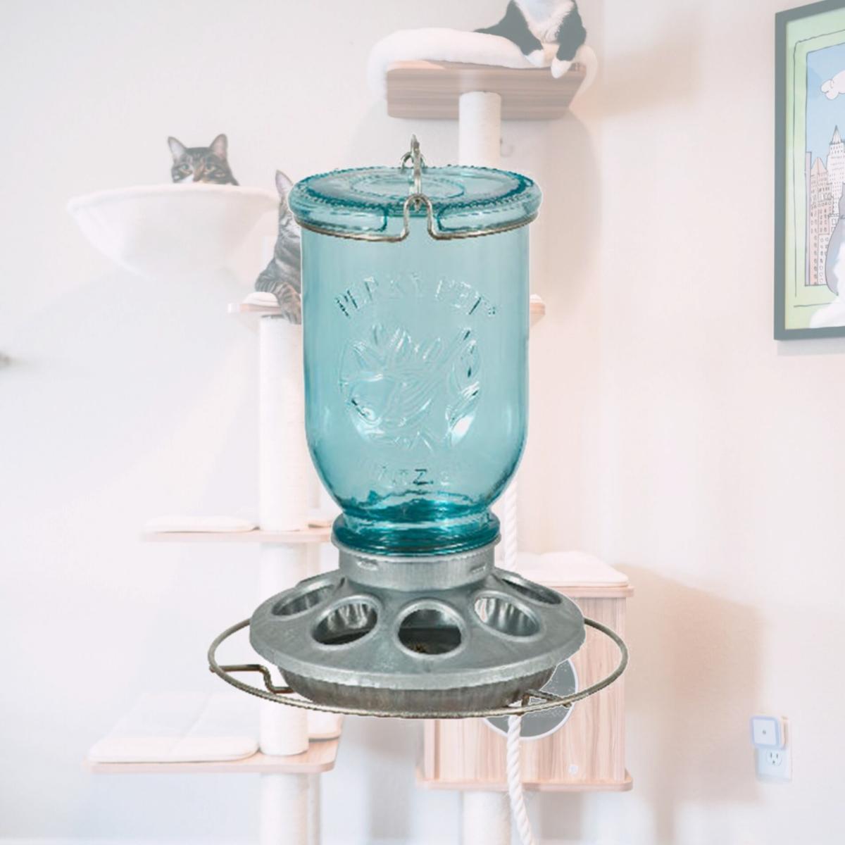 Picture of Perky Pet PP784 Antique Wide Blue Glass Seed Feeder