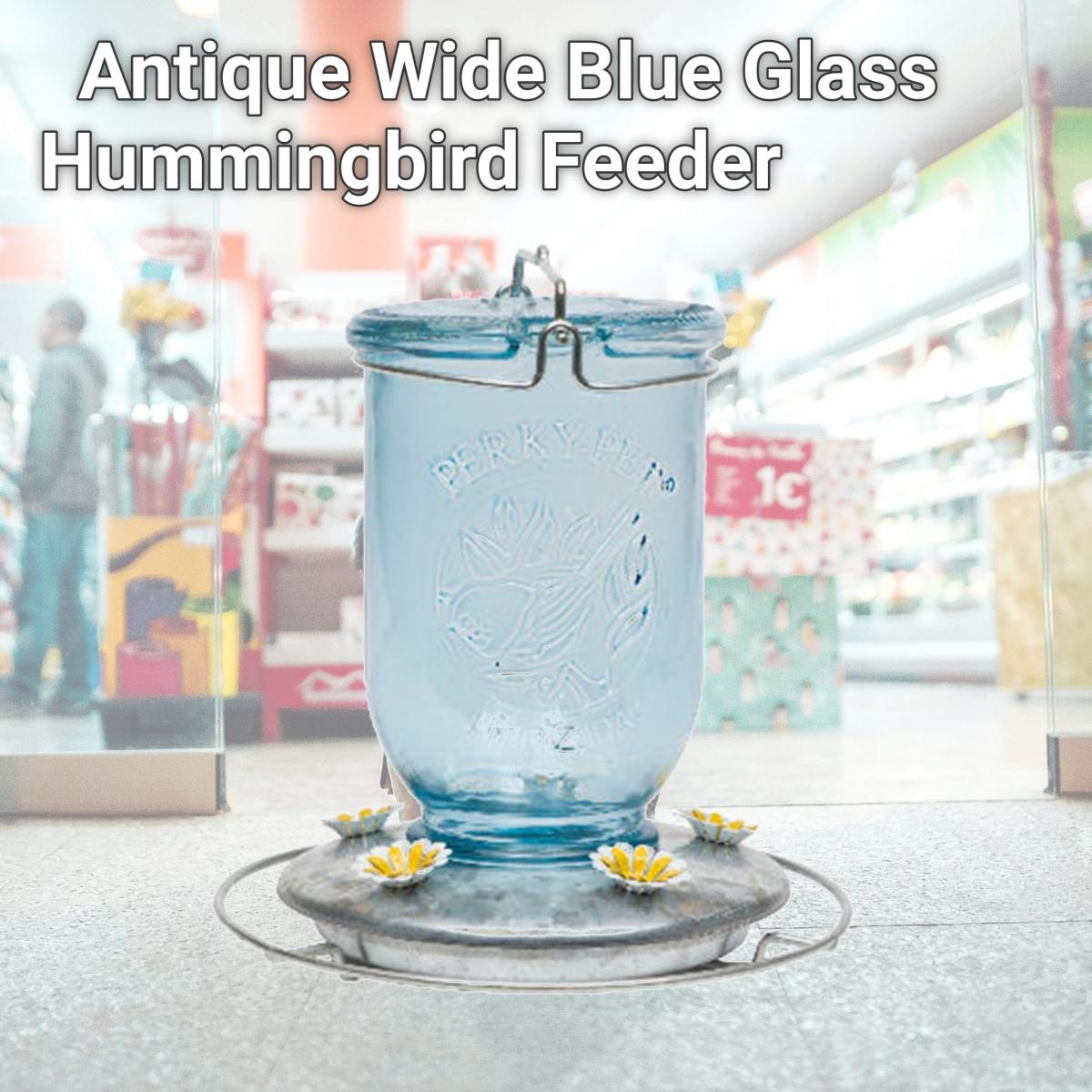 Picture of Perky Pet PP785 Antique Wide Blue Glass Hummingbird Feeder
