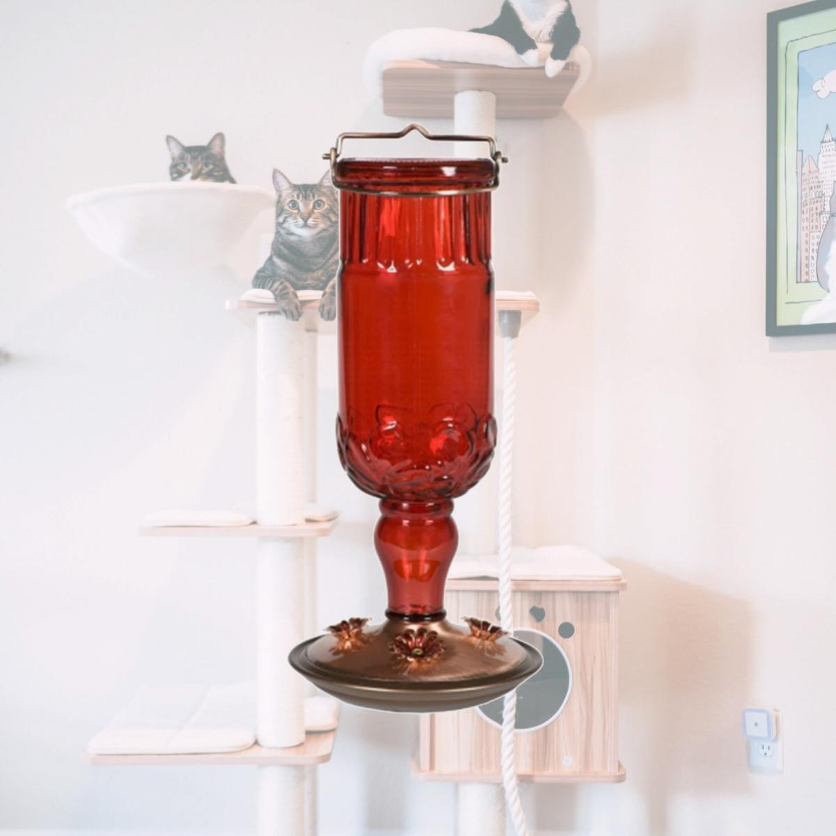 Picture of Perky Pet 24 oz Red Antique Glass Hummingbird Feeder 