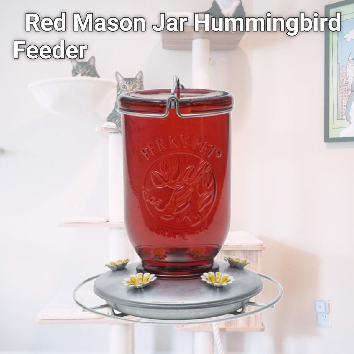 Picture of Perky Pet PP786 Red Mason Jar Hummingbird Feeder