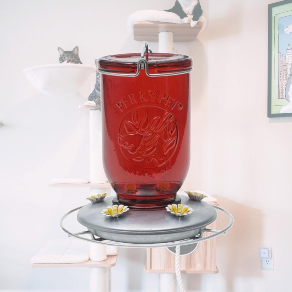 Picture of Perky Pet PP786 Red Mason Jar Hummingbird Feeder