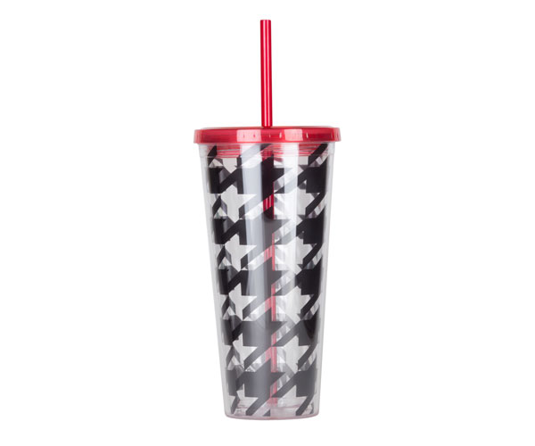 Picture of Zees Creations AC3009 Thirzt 2 Go Tumbler with Lid & Straw - Houndstooth