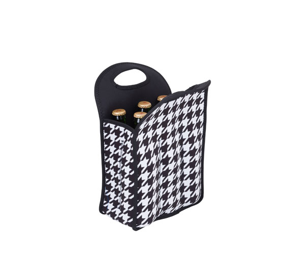 Picture of Zees Creations NP306 Neoprene 6 Pack Beer Tote - Houndstooth