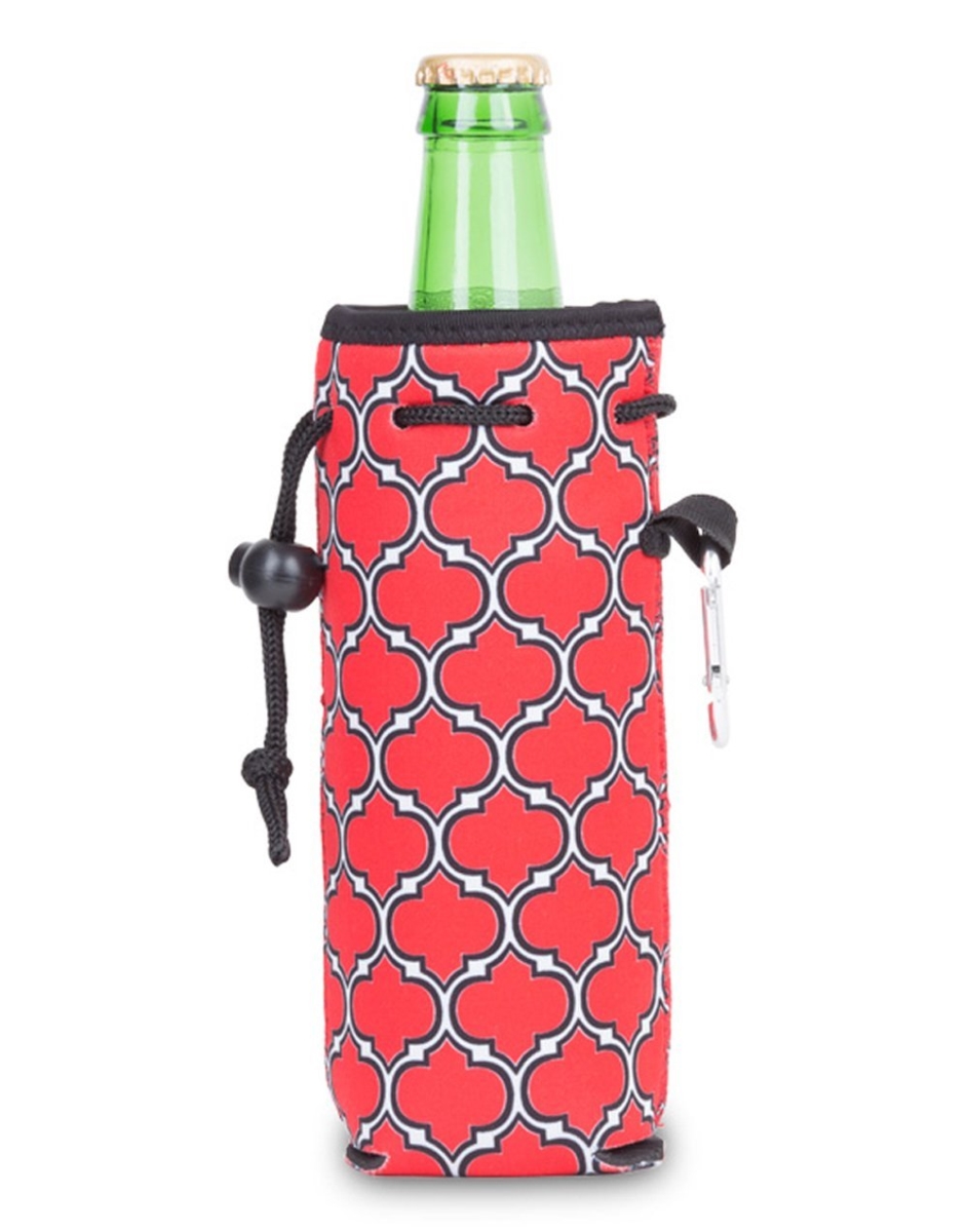 Picture of Zees Creations NP809 Neoprene Bottle Cooler With Carabiner - Red & Black
