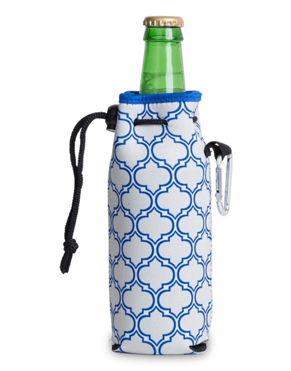 Picture of Zees Creations NP810 Neoprene Bottle Cooler With Carabiner - Gray & Blue