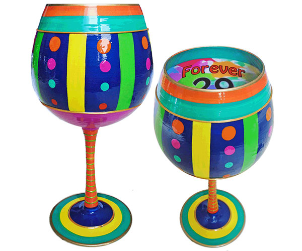 Picture of Bottoms Up - 95 and Sunny IBWFOREVER29 IB Wine Glass, Forever 29