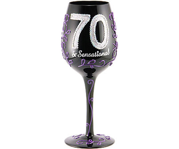 Picture of Bottoms Up - 95 and Sunny WG70SENSATIONAL Wine Glass, 70 & Sensational