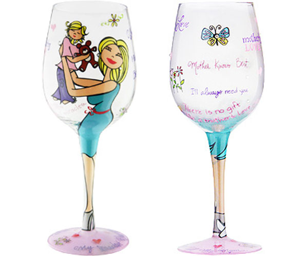 Picture of Bottoms Up - 95 and Sunny WGMOTHERLYGIRL Wine Glass, Motherly Love Girl
