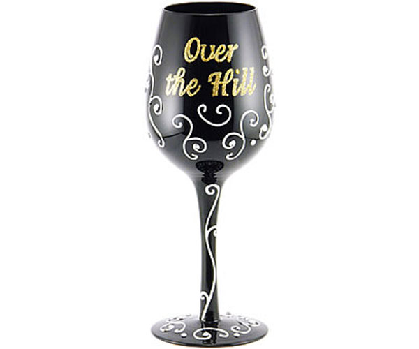 Picture of Bottoms Up - 95 and Sunny WGOVERTHEHILL Wine Glass, Over The Hill