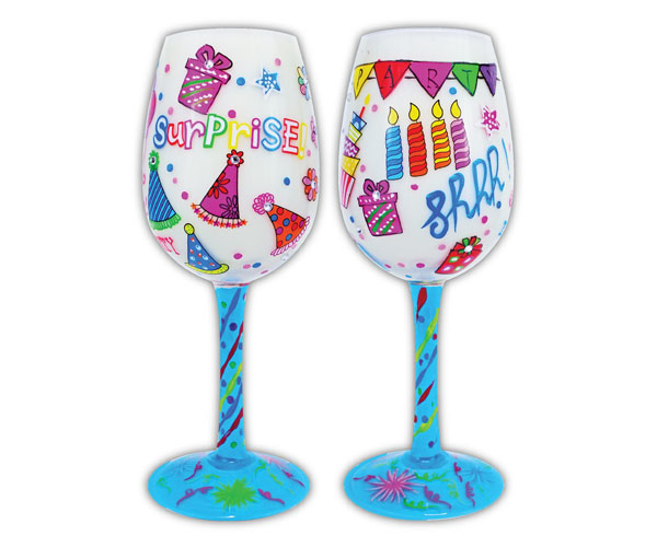 Picture of Bottoms Up - 95 and Sunny WGSURPRISE Wine Glass, Surprise