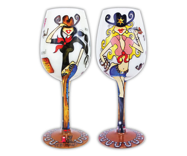 Picture of Bottoms Up - 95 and Sunny WGWILDWEST Wine Glass, Wild Wild West