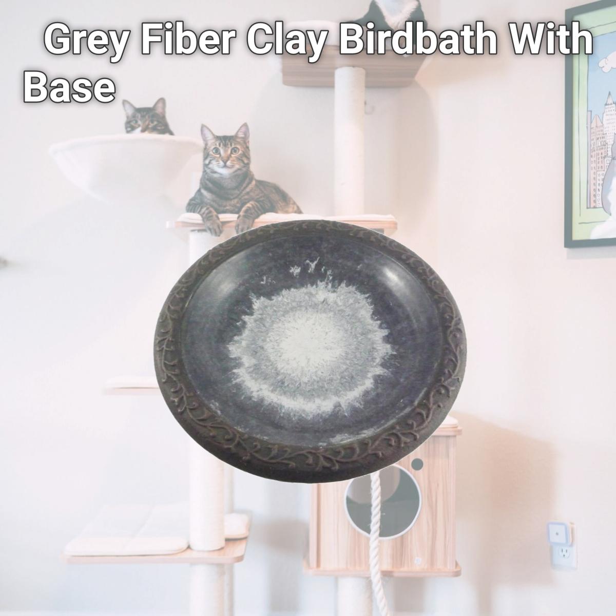 Picture of TDI Brands TDI48177 Grey Fiber Clay Birdbath With Base
