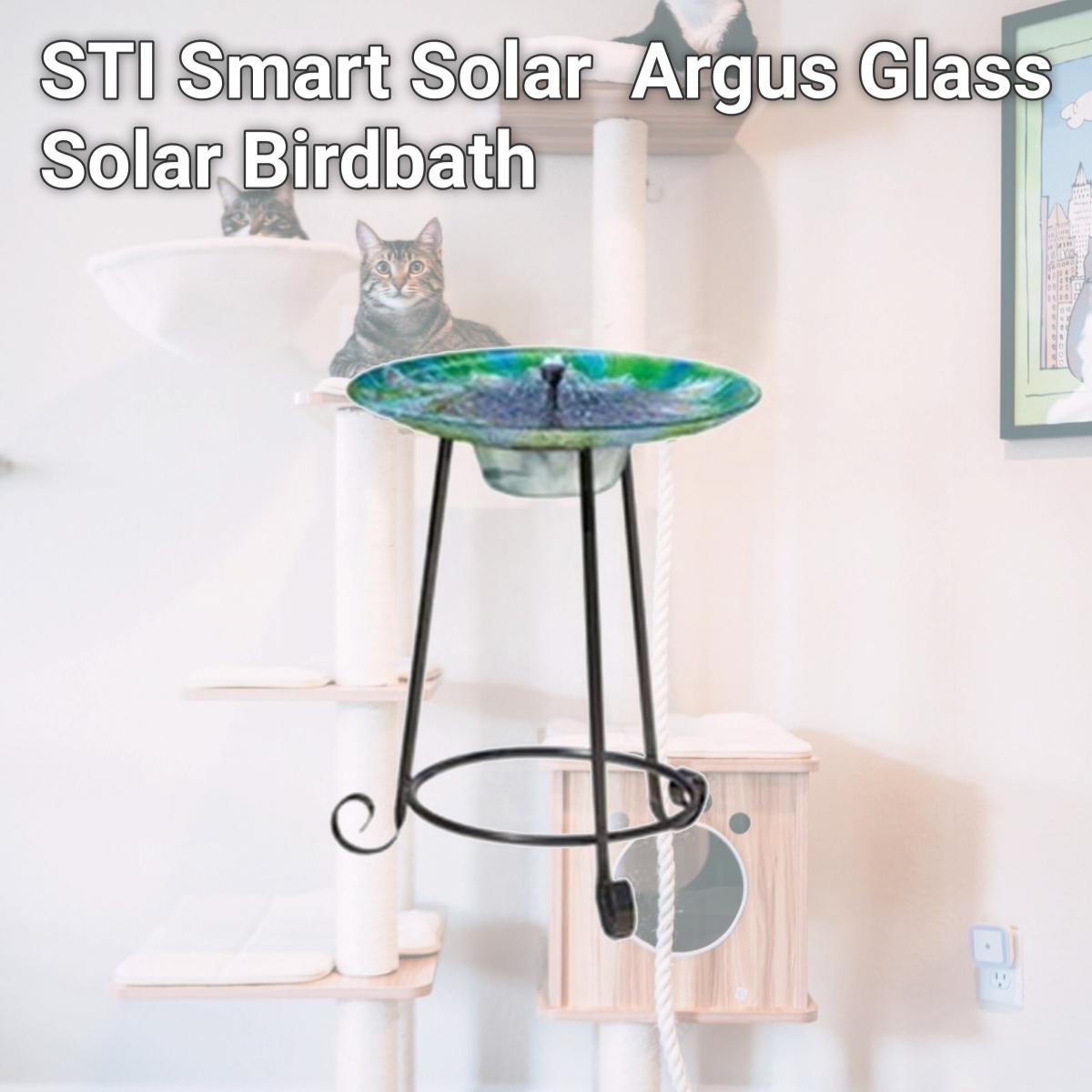 Picture of STI Smart Solar STI20221R01 Argus Glass Solar Birdbath