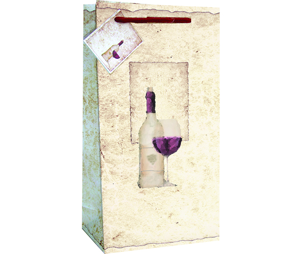 Picture of Bella Vita P2OLDWORLD Printed Paper Two Bottle Bags Old World 