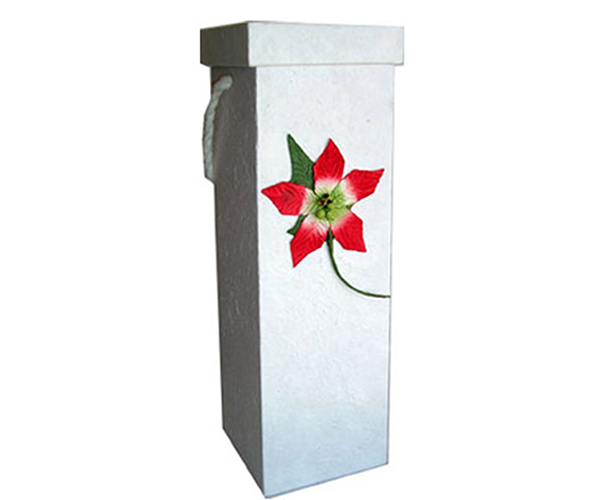Picture of Bella Vita BOX1POINSETTIAR Handmade Paper Bottle Box  Poinsettia Red