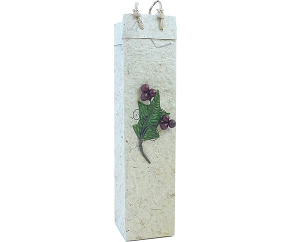 Picture of Bella Vita OB1SCARLETTBERR Holiday Handmade Paper Olive Oil Bottle Bags Scarlett Berry 