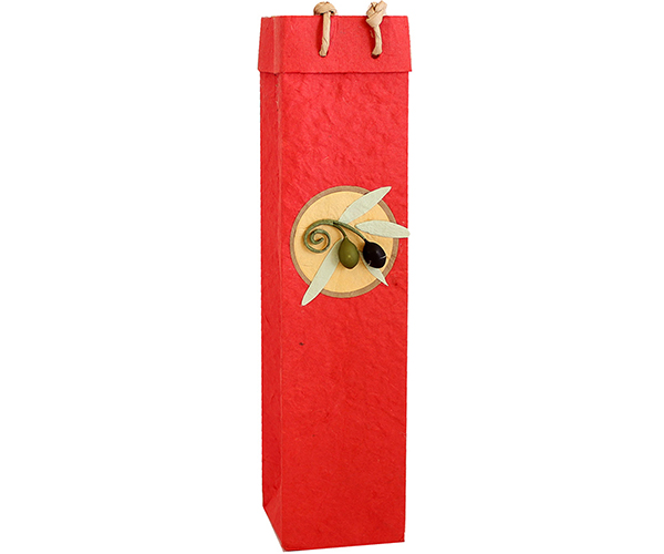 Picture of Bella Vita OB1CASTILLARED Handmade Paper Olive Oil Bottle Bags Castilla Red 