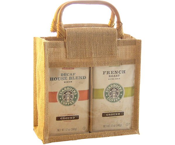 Picture of Bella Vita GJC2NATURAL Jute 2 Compartment Coffee Bags  Natural