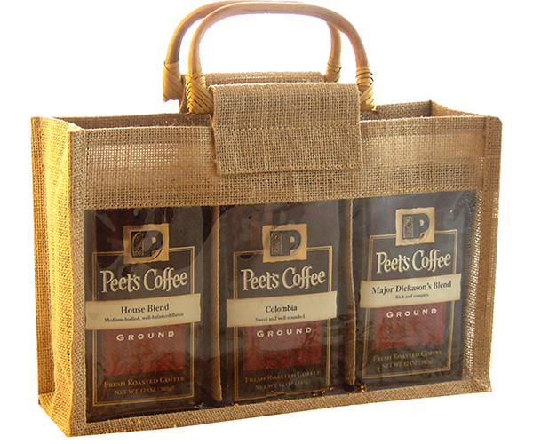 Picture of Bella Vita GJC3NATURAL Jute 3 Compartment Coffee Bags  Natural