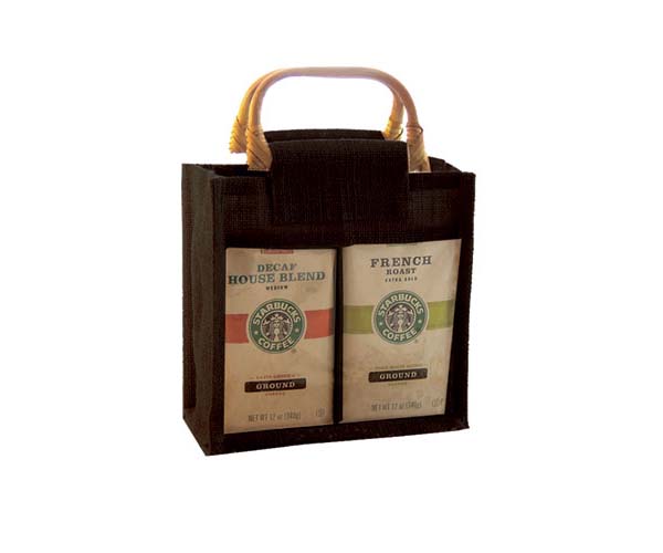 Picture of Bella Vita GJC2BLACK Jute 2 Compartment Coffee Bags  Black