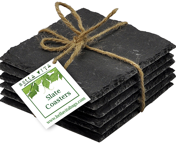 Picture of Bella Vita AWCSLATE Sets of Slate Coasters with Chalk  