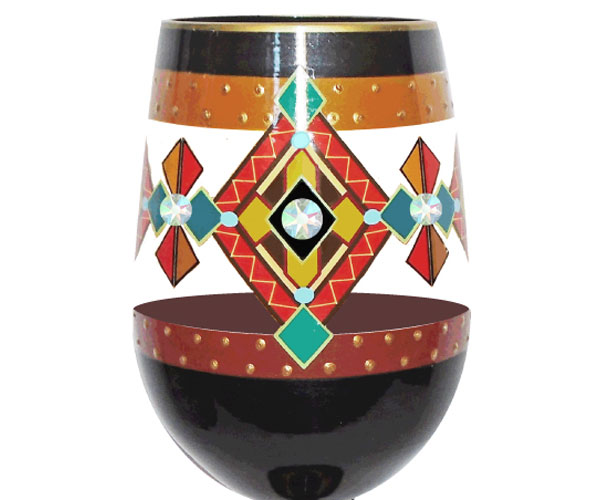 Picture of 95 & Sunny SLBLACKSW 18 oz Southwest Bottoms Up Stemless Wine Glass&#44; Black