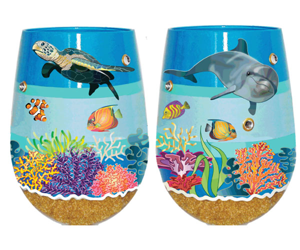 Picture of 95 & Sunny SLUNDERWATER 18 oz Underwater Bottoms Up Stemless Wine Glass