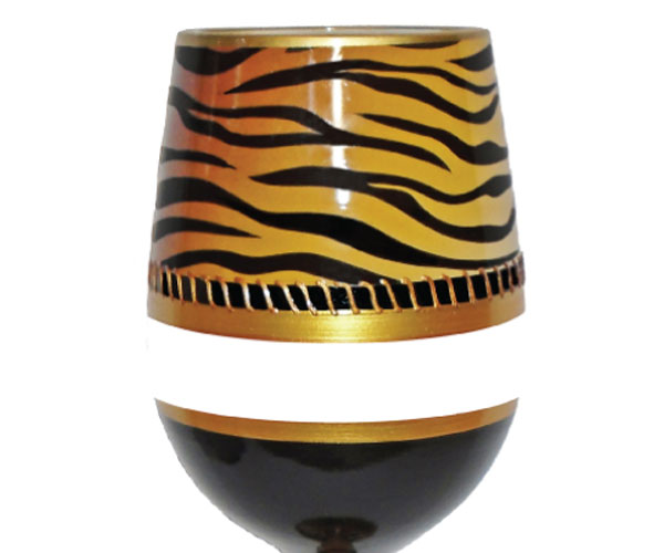 Picture of 95 & Sunny SLDECOTIGER 18 oz Deco Tiger Bottoms Up Stemless Wine Glass