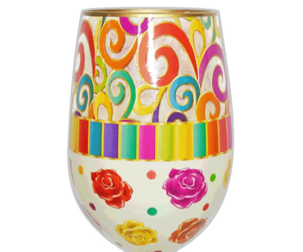 Picture of 95 & Sunny SLSCROLLS 18 oz Scrolls Bottoms Up Stemless Wine Glass