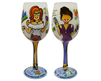 Picture of Bottoms Up - 95 & Sunny WGBESTFRIENDS Wine Glass Best Friends