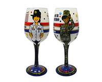 Picture of Bottoms Up - 95 & Sunny WGMILITARYMOM Wine Glass Military Mom