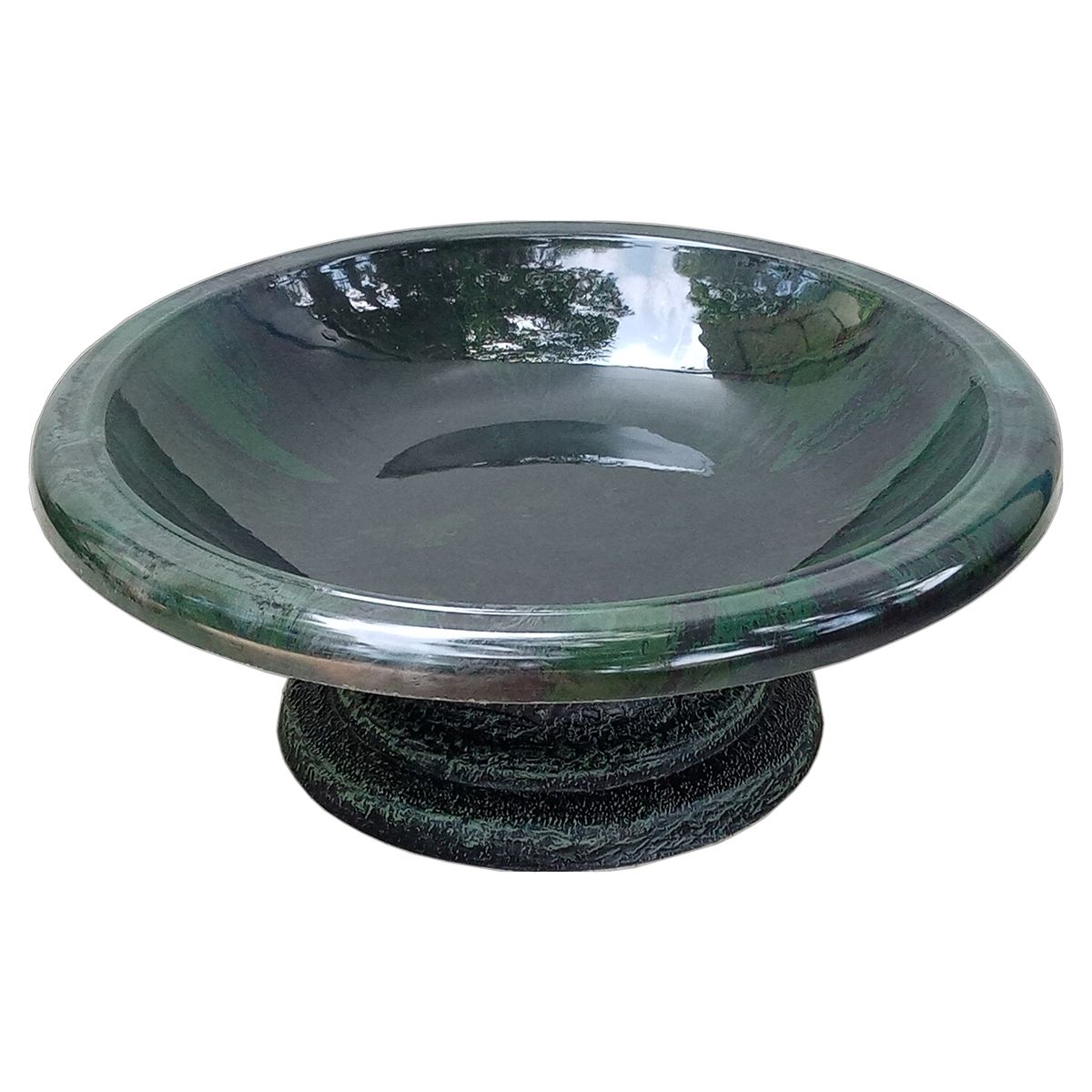 Picture of TDI Brands TDI41889 Fiber Clay Bird Bowl with Base  Hunter Green - Small