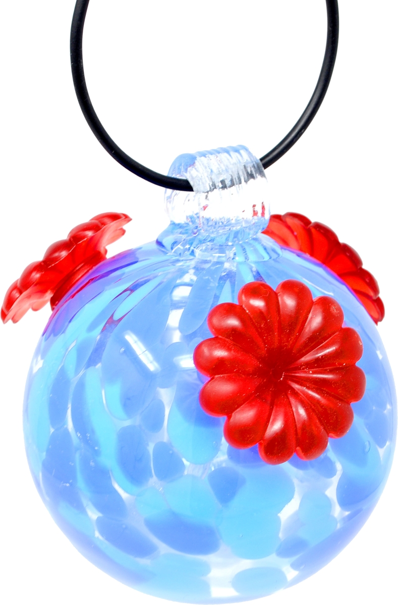 Picture of Gift Essentials GEHF001 Shades of Blue Glass Hummingbird Feeder