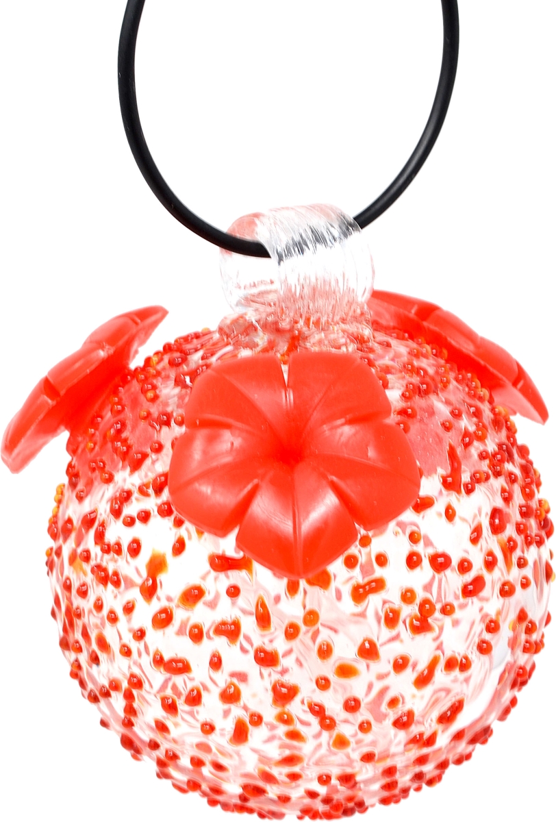 Picture of Gift Essentials GEHF002 Red Textured Glass Hummingbird Feeder