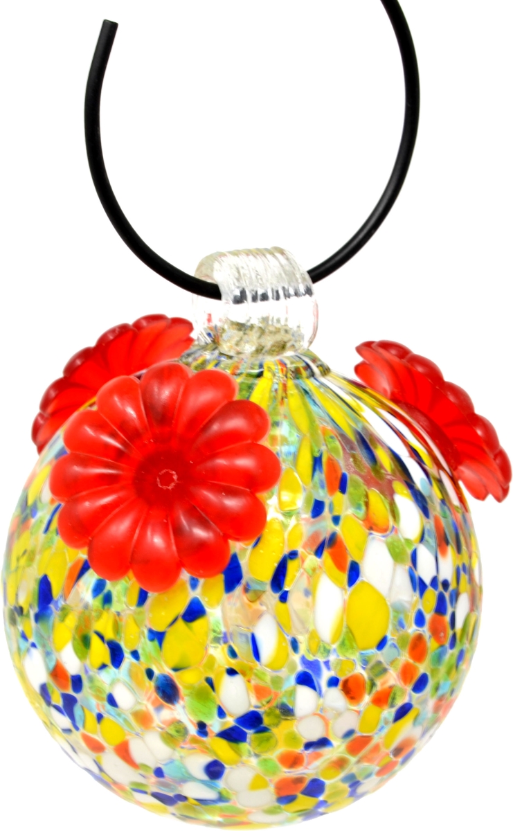 Picture of Gift Essentials GEHF005 Multi Color Glass Hummingbird Feeder