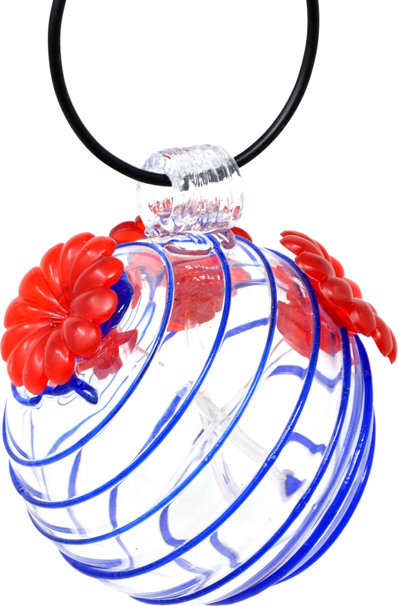 Picture of Gift Essentials GEHF008 Blue Swirls Glass Hummingbird Feeder