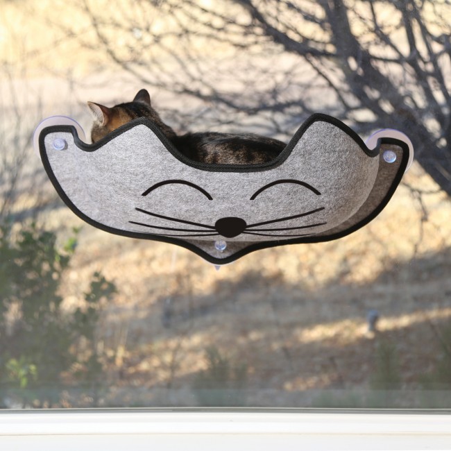 Picture of K&H Manufacturing KH9185 EZ Mount Kittyface Window Bed&#44; Gray